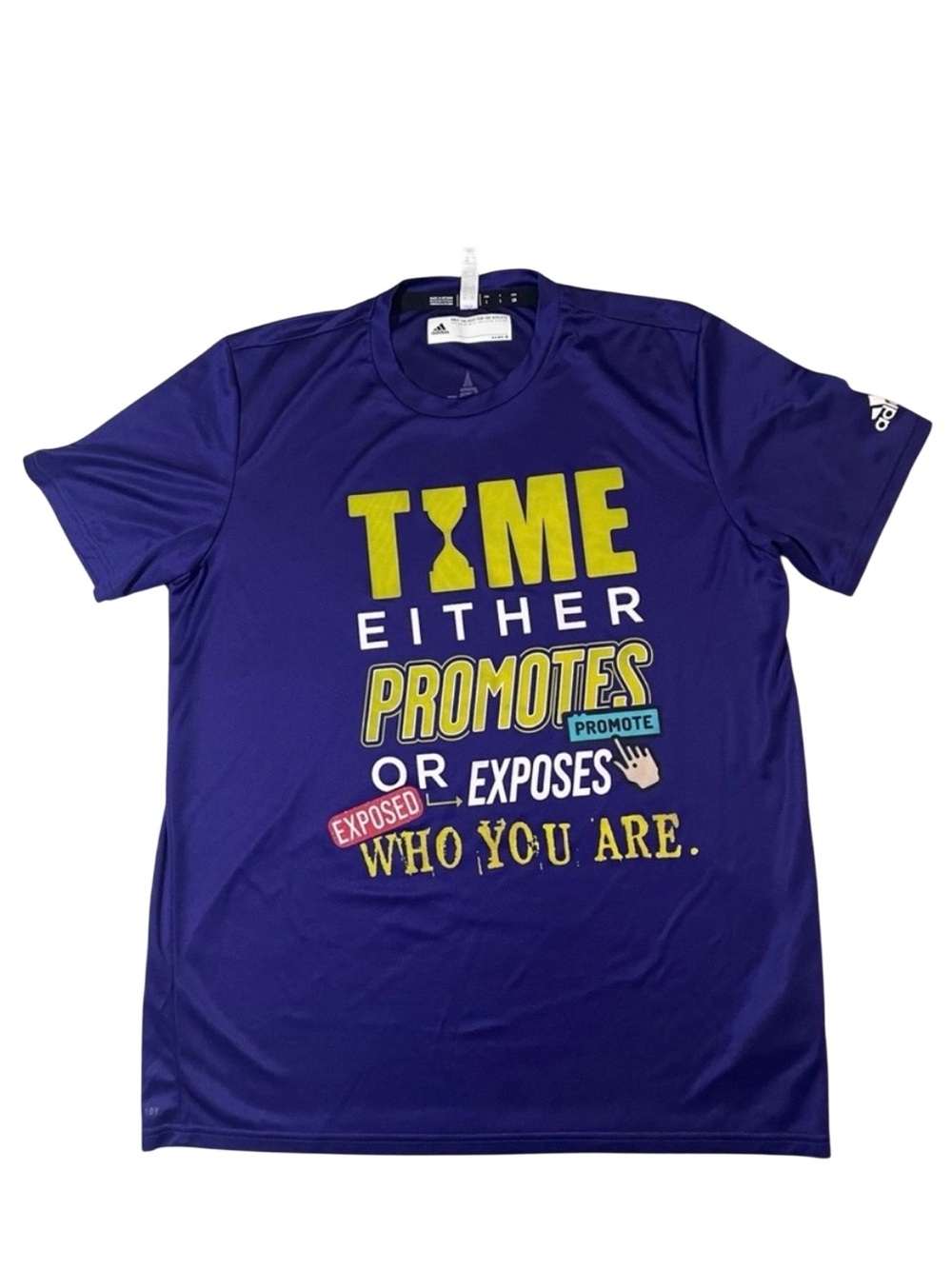 Adidas Mens L Graphic Motivational Gym T Shirts Lot Of 2 Purple Neon Pink - Picture 9 of 13